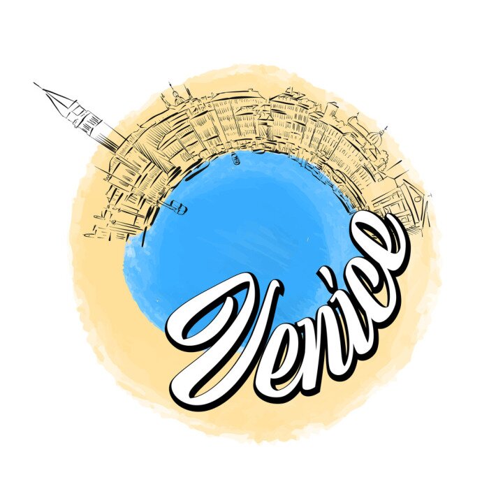 Poster Venetië gekleurd landmark logo
