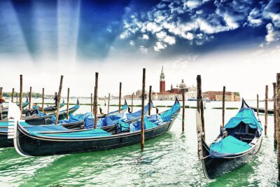 Poster Venetië gondels op het water