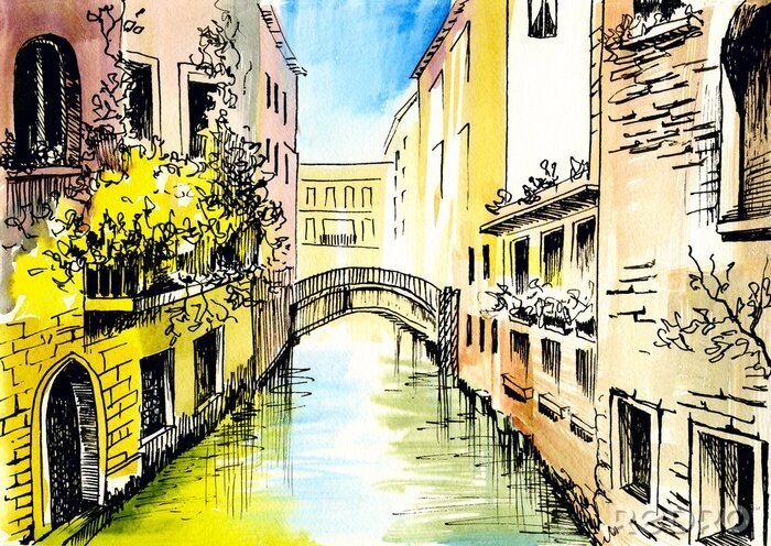 Poster Venetië in een schilderachtige stijl