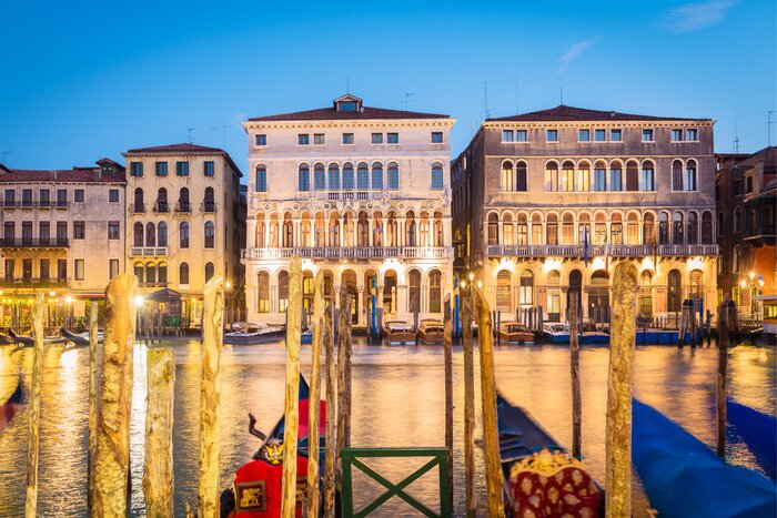 Poster Venetië uitzicht 's nachts