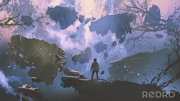 Poster Vergane wereld in fantasie stijl