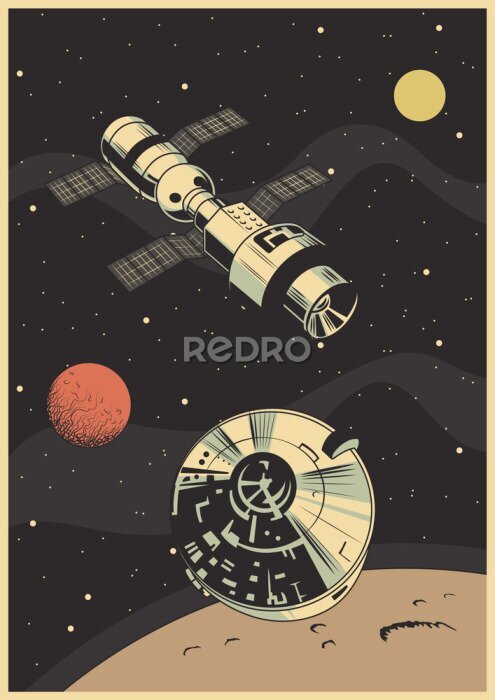 Poster Verkenning van de retro maan