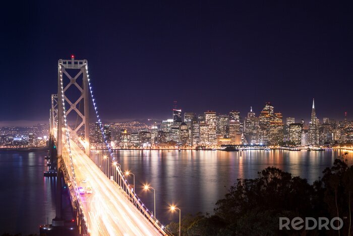Poster Verlichte brug in San Francisco