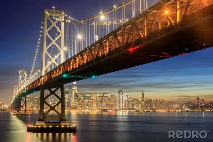 Poster Verlichte brug in San Francisco