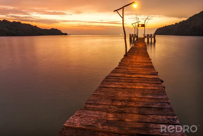 Poster Verlichte oude pier