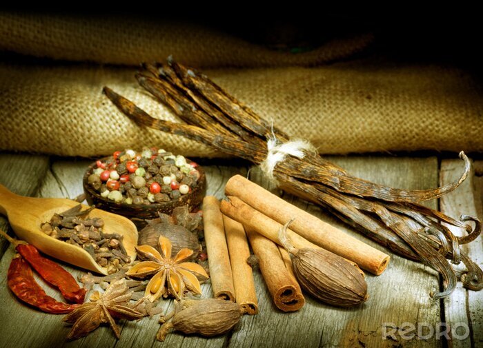 Poster Verschillende soorten en vormen van specerijen