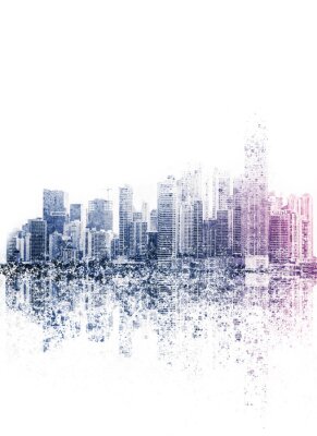 Poster Vervagend stadspanorama