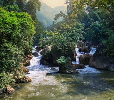 Poster Vietnamees landschap met een rivier