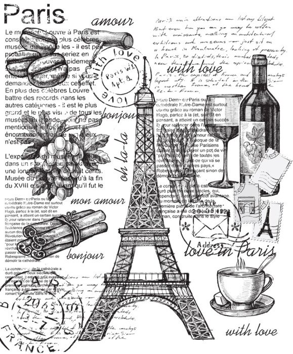 Poster Vintage ansichtkaart uit Parijs