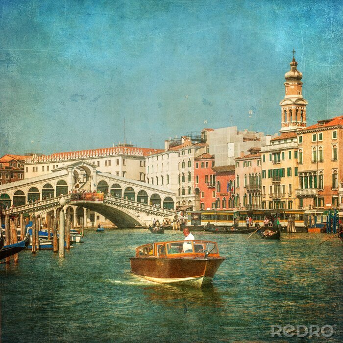 Poster Vintage beeld van Canal Grande, Venetië