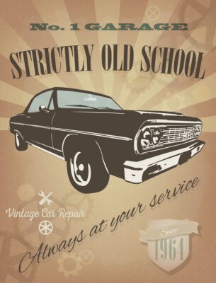 Vintage Car Garage Poster