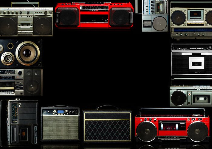 Poster Vintage frame van radio boombox van de jaren 80