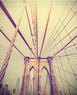 Vintage getinte foto van de Brooklyn Bridge, New York, USA.