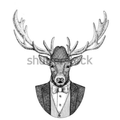 Poster Vintage herten dier