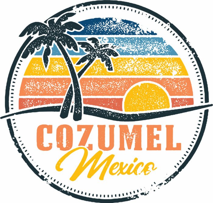 Poster Vintage illustratie met zonsondergang