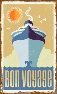 Poster Vintage illustratie van een cruiseschip