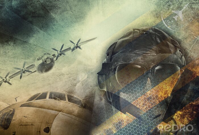 Poster Vintage luchtvaart, militaire grunge achtergrond