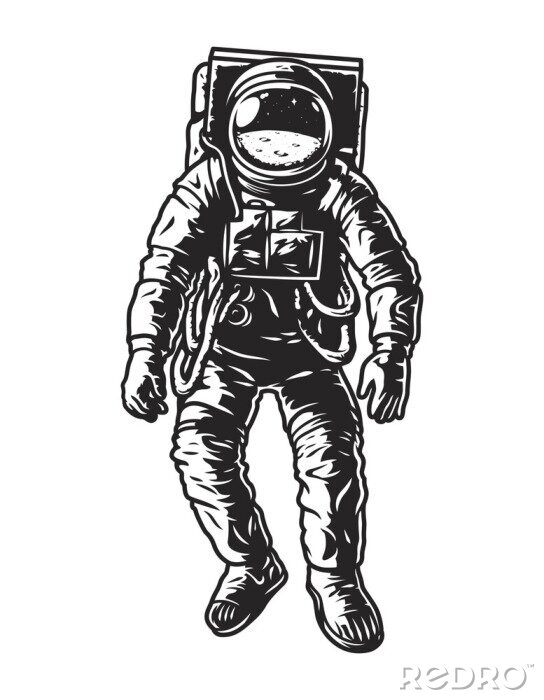 Poster Vintage monochroom astronaut concept
