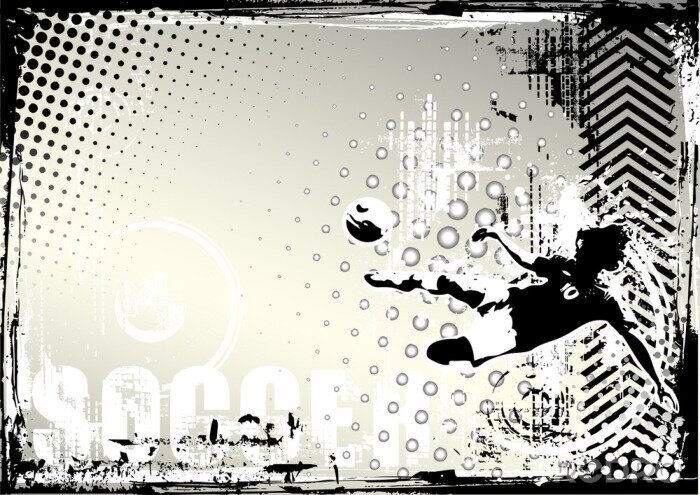 Poster Vintage motief met een voetballer