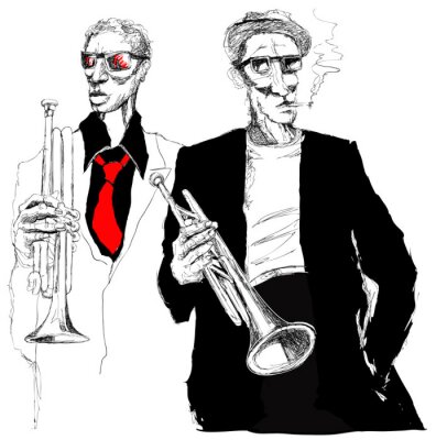 Vintage muziek en trompetters