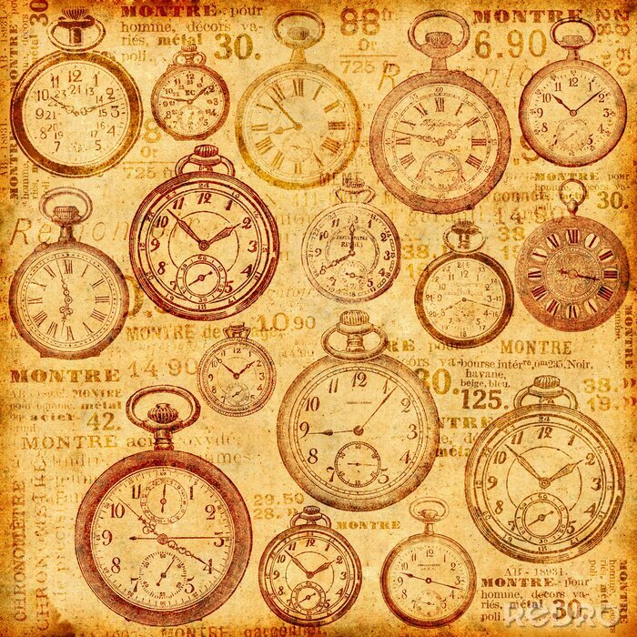 Poster Vintage oude horloges