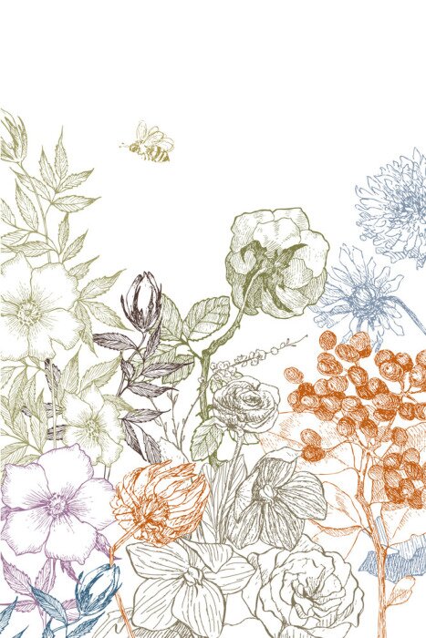 Poster Vintage planten met ongebruikelijke kleuren