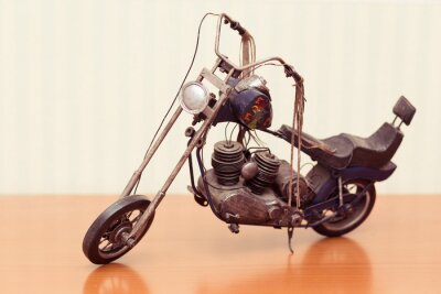Poster vintage speelgoed, motorfiets tin