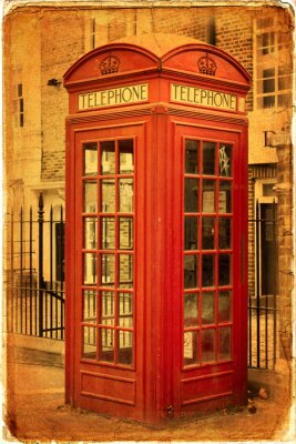 Poster Vintage telefooncellen in Londen