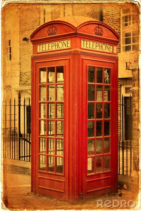Poster Vintage telefooncellen in Londen