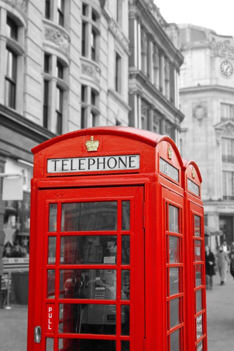 Poster Vintage telefooncellen in Londen