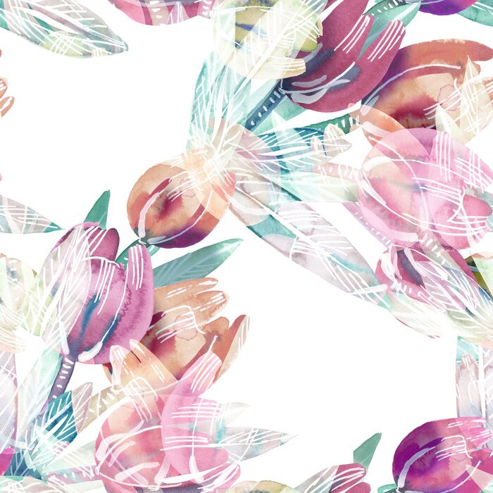 Poster Vintage tulpen in gedempte roze tinten