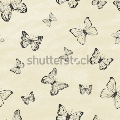 Poster Vintage vlinders op een lichte achtergrond