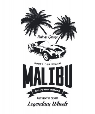 Poster Vintage voertuigen logo op witte achtergrond