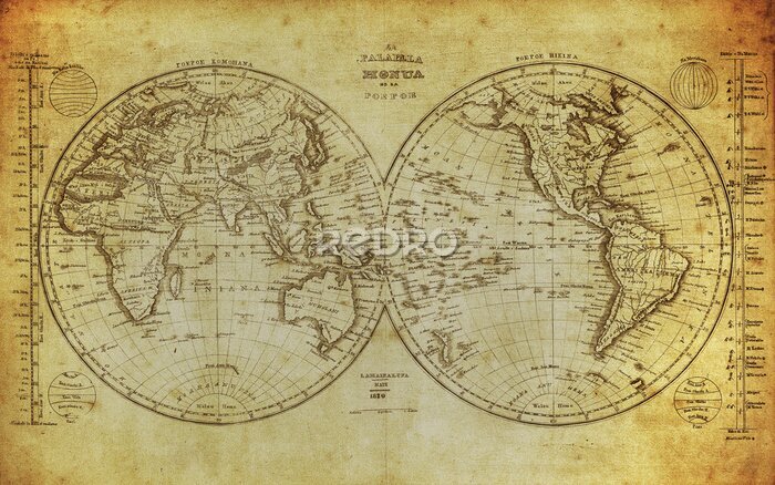 Poster Vintage wereldkaart