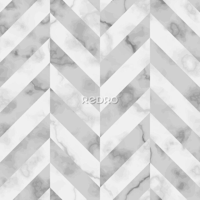 Poster Visgraat marmer in wit