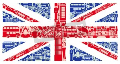 Poster Vlag met symbolen van Londen