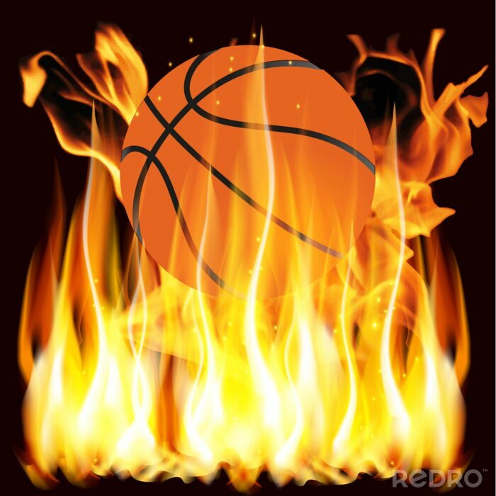 Poster vlammen en basketbal
