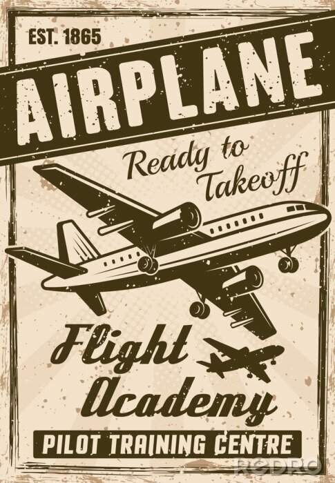 Poster Vliegacademie vector vintage reclameaffiche