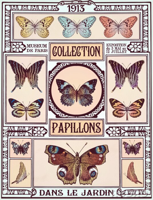 Poster Vlinders vintage collectie