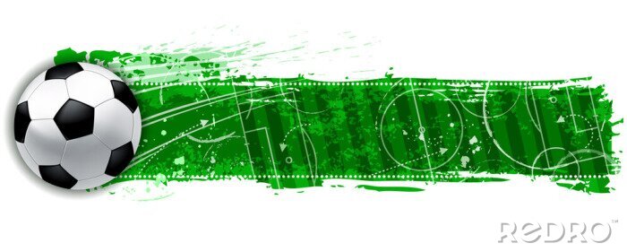 Poster Voetbal op een model van een voetbalveld