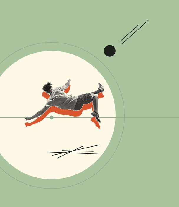 Poster Voetbalcollage geschoten op doel