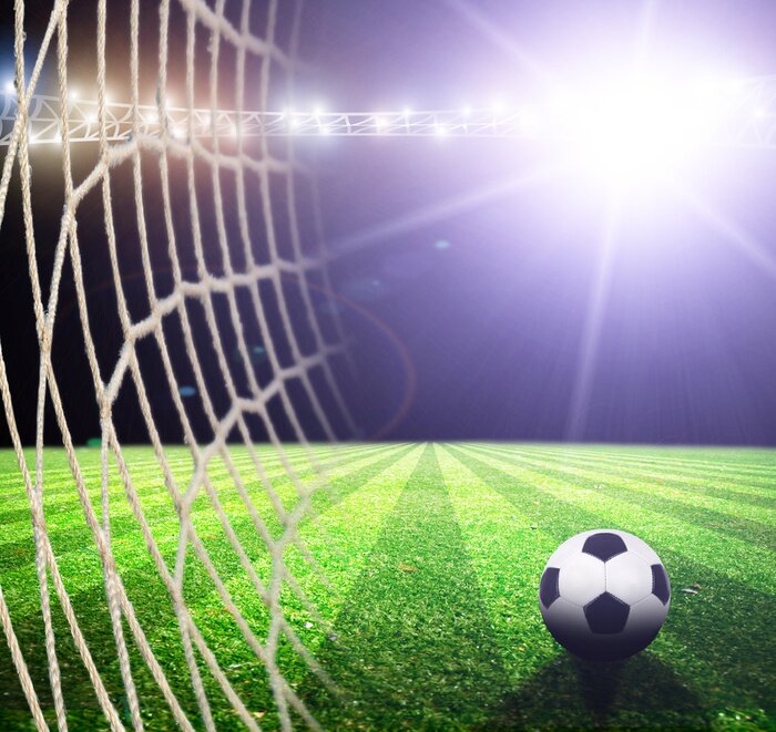 Poster Voetbalgras voorbereid op de wedstrijd