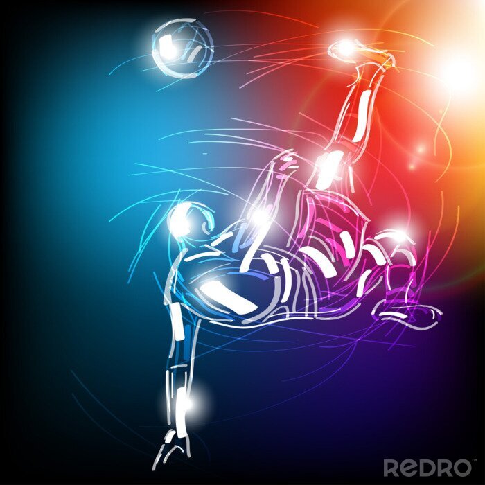 Poster Voetballer doet acrobatie