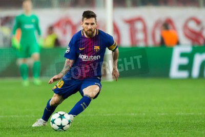 Poster voetballer Lionel Messi op het veld