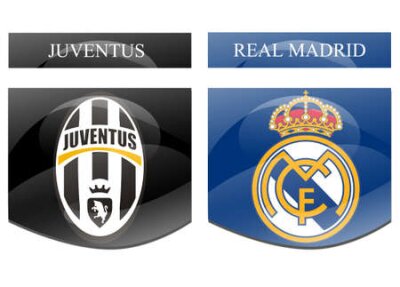 Poster Voetballogo's van Real Madrid en Juventus Turijn