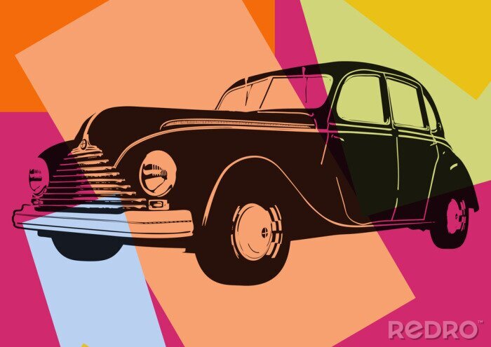 Poster Voiture vintage pop