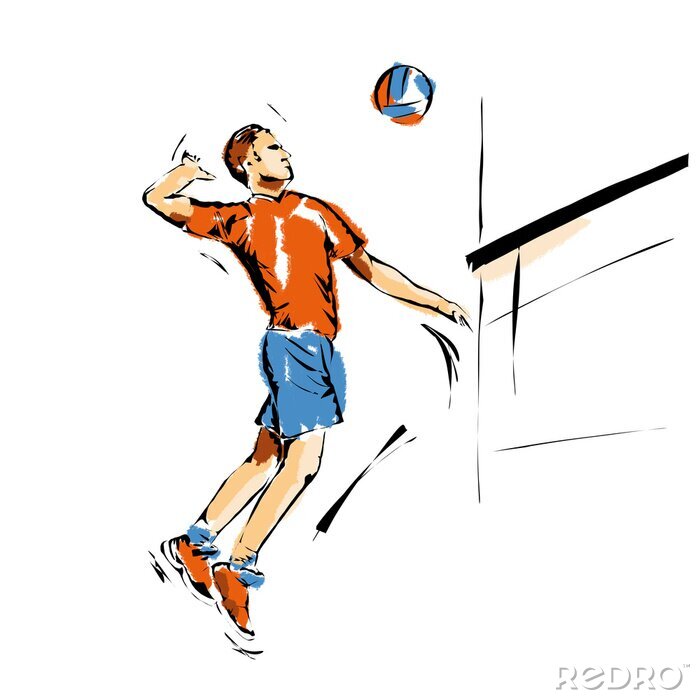 Poster Volley, illustrazione di una schiacciata di Pallavolo