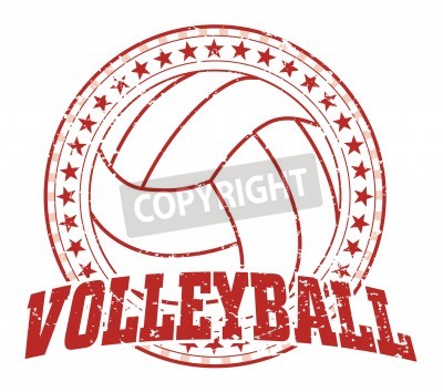 Poster Volleybal Design - Vintage is een illustratie van een volleybal ontwerp in vintage verontruste stijl met een cirkel van sterren.