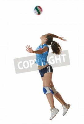 Poster volleybal spel sport met neautoful jong meisje oslated onver witte achtergrond