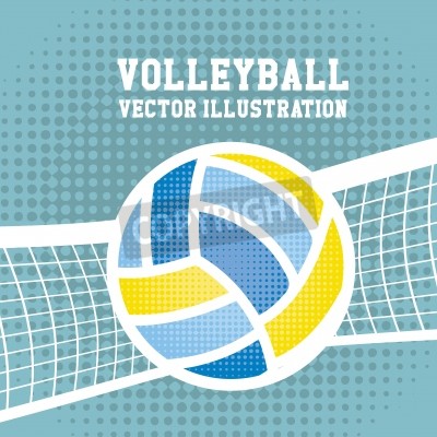 Poster volleybal sport op gestippelde achtergrond vector illustratie